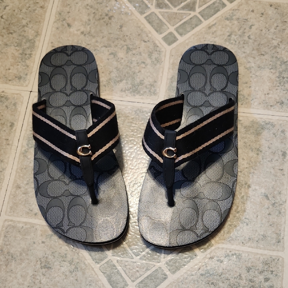 Coach Black and Tan Sandals